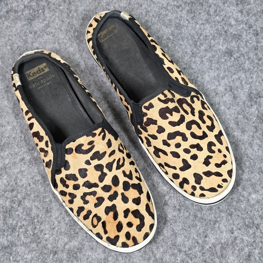 Keds Kate Spade Mule Leopard Calf Hair Slip On Sneakers Cheetah Animal Print 9.5